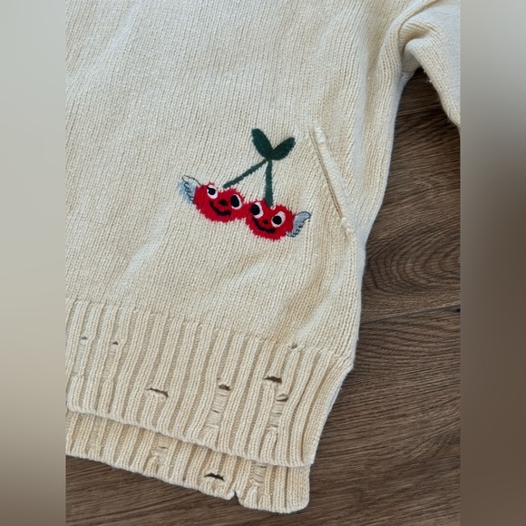 Zadig & Voltaire Cream Crochet Knit Merino Wool Open forever happy Hook Cardigan - Picture 6 of 9